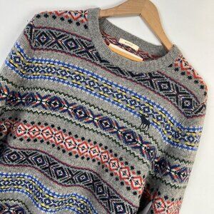 Abercrombie & Fitch Muscle Nordic Fair Island Wool Sweater Men's 2XL Gray Soft
